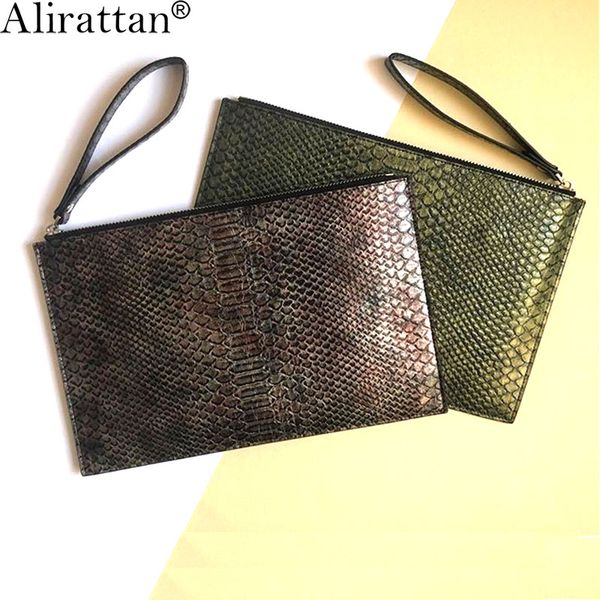 

alirattan 2020 new trendy python leather envelope bags women daily makeup clutch purse pouch casual wallet banquet clutch ins