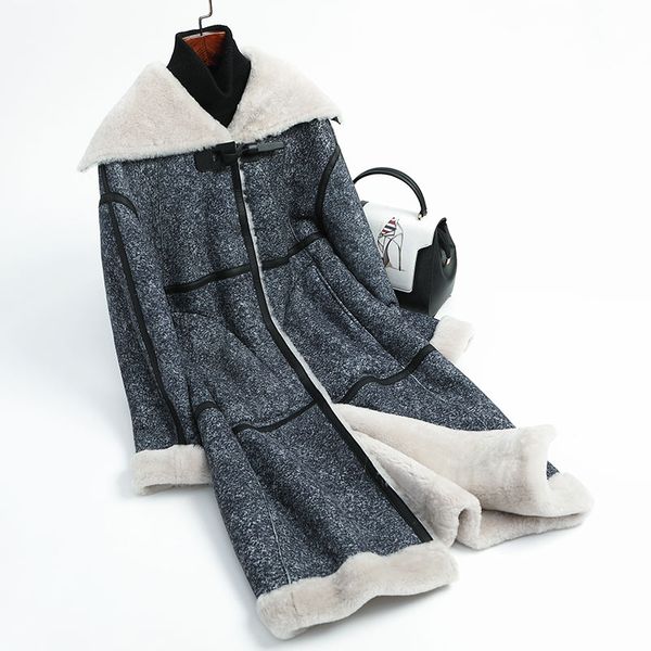 

зимняя шуба тоскана средней длины с воротником-профилем и мехом, Black