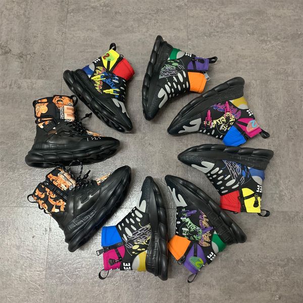 

with box 2019 new chain reaction boots mens designer shoes fashion high-men shoes size 40-46, Black