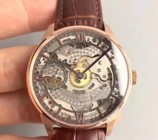 

baodewatches offer t-classic chemin des ourelles squelette watches 18k rosegold platted stainless steel case skeleton dial leather strap, Slivery;brown