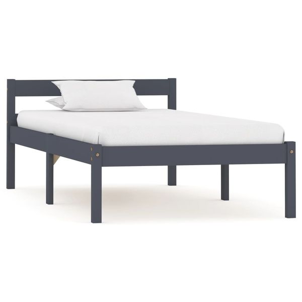 

gray pine solid wood bed frame 100x200 cm bedroom furniture