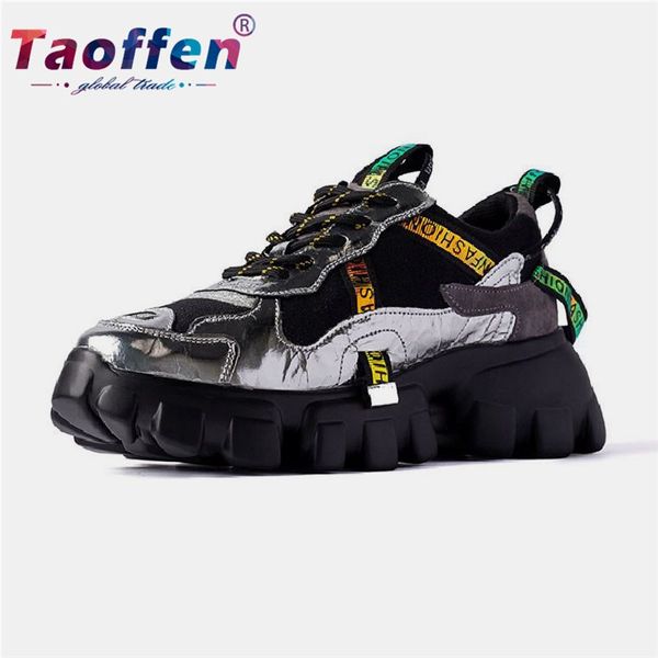 

taoffen real leather walking shoes women candy colors white sneakers casual teen daily shoes walking for women size 35-40, Black