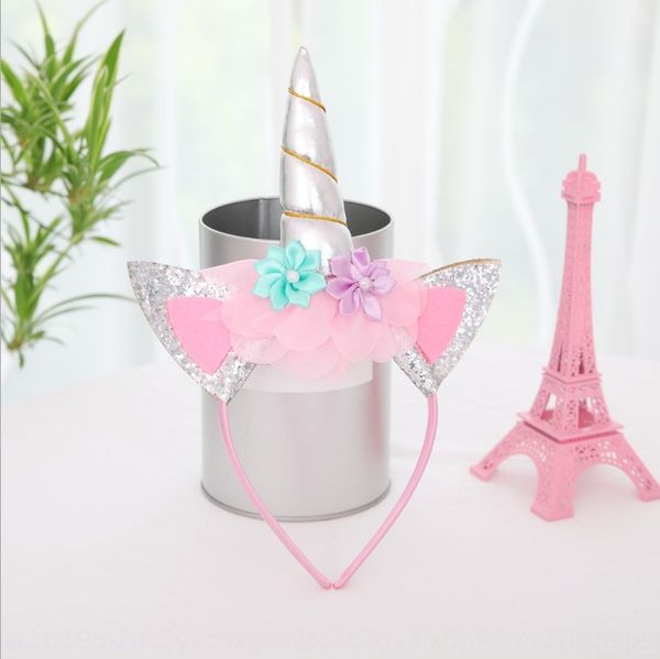 

unicorn children's princess party headwear hair band baby headdress hair band headdress, Slivery;white