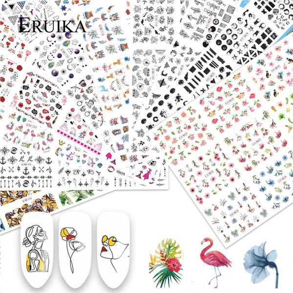 

12 designs nail art sticker green cartoon flower leaf water tranfer nail decals beauty flakes slider tattoo art decoration, Black