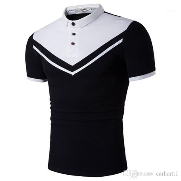 

collar short sleeve fashion homme clothes slim comfortable t shirt mens casual striped polo shirt stand, White;black