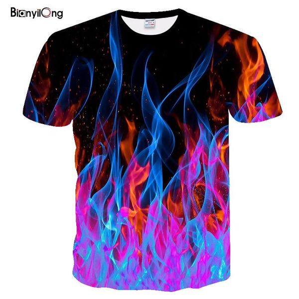 

new t shirt men colored flame tshirts men women t shirt 3d printed black tees casual anime short sleeve tshirt, White;black