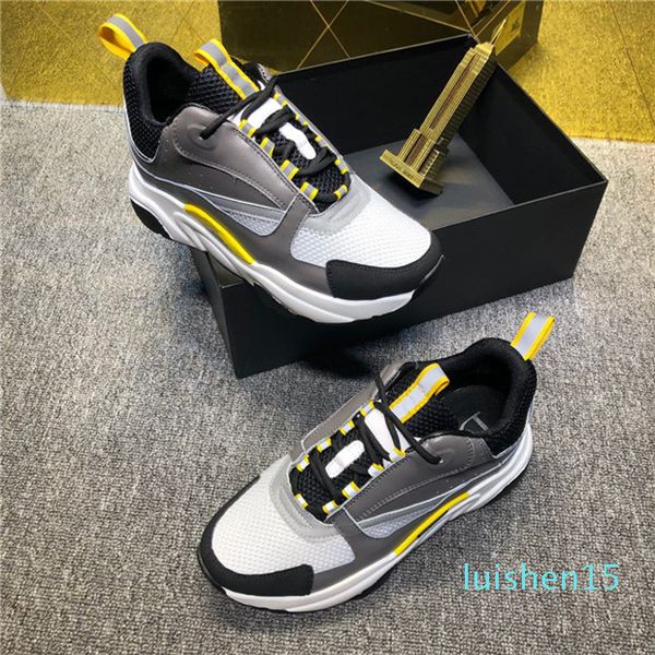 

men women luxury designer canvas calfskin casual shoes sneaker white pink b22 technical knit mesh-up shoes chaussures mixed colors as08, Black