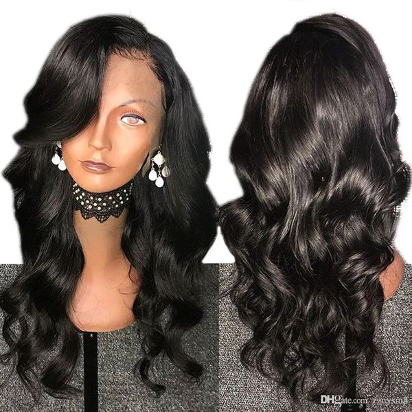 

part brazilian body wave 360 lace frontal wig for women lace front wig with baby hair remy human hair wigs, Black