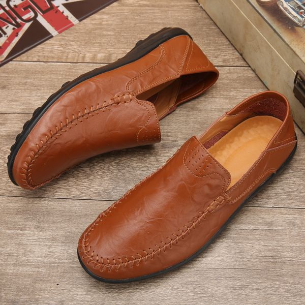 

fashion men casual shoes genuine leather mens loafers moccasins leather peas loafers breathable driving shoes male hc-342, Black