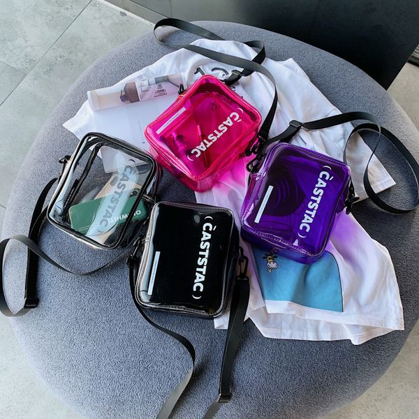 

2019 summer new fashion pvc transparent bags for women female casual letters jelly beach bags shoulder messenger