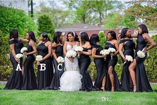 

african split bridesmaid dresses mermaid spaghetti mix style plus size long maid of honor prom gowns custom made, White;pink