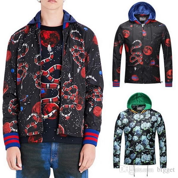 

nice quality new 3d printed causal lightweight windbreaker for man adjustable hem detachable hooded full zipper jacket, Black;brown