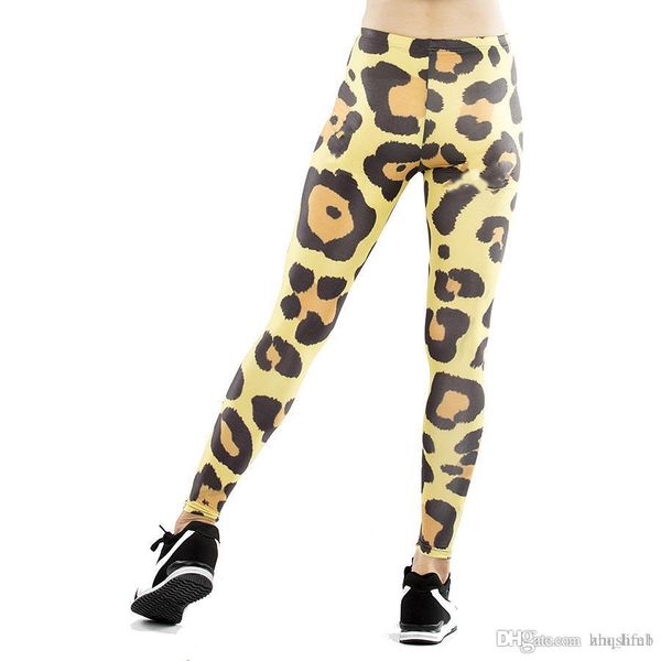 

women yoga trousers pants new tights trousers female high waist dance active lady yellow leopard spot printing leggings skinny silm motion, Black;white