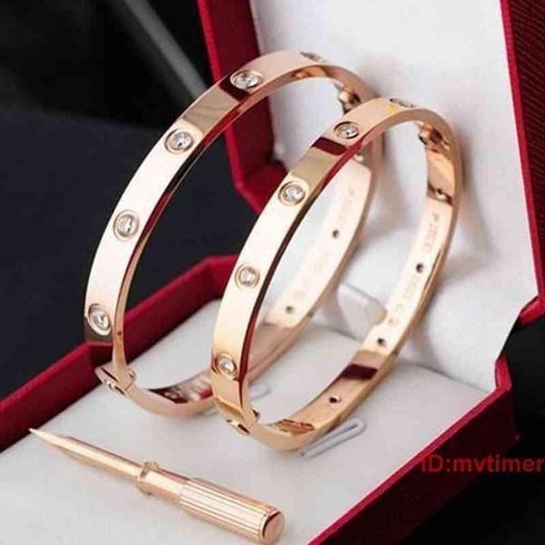 

silver rose gold stainless steel screw love men screwdriver diamond luxury designer jewelry women mens bracelets bangle original box 2019, Black