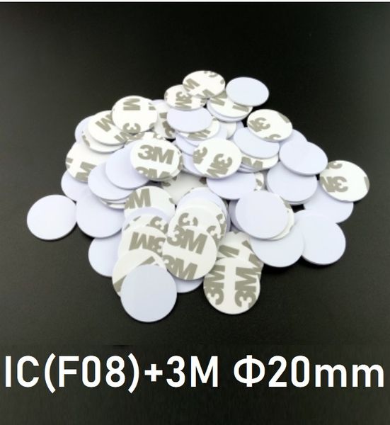 

dia 20mm18mm 30mm 25mm13.5mhz blank card 13.56mhz 1k s50 coin tag f08 coin card stickers with 3m adhsive white pvc iso14443a s50 card