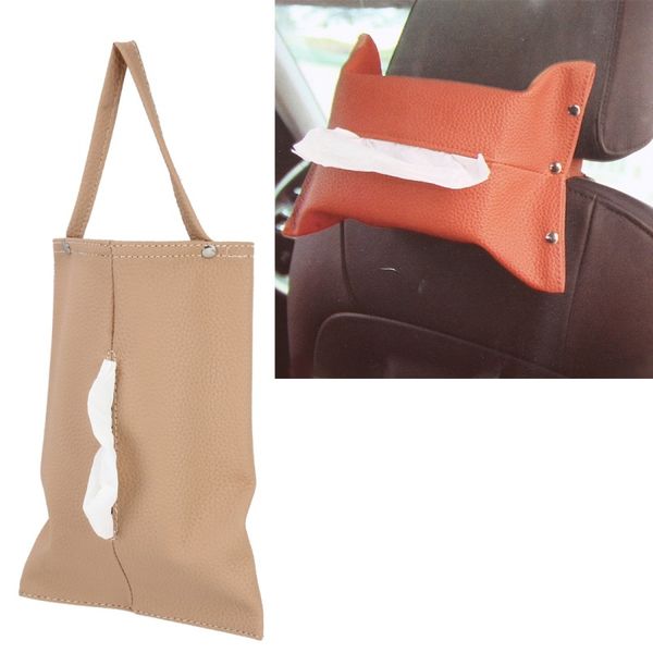 

car auto leather sun visor backseat multi-function hanger tissue box paper napkin bag hanging paper towel box(not include napkin)