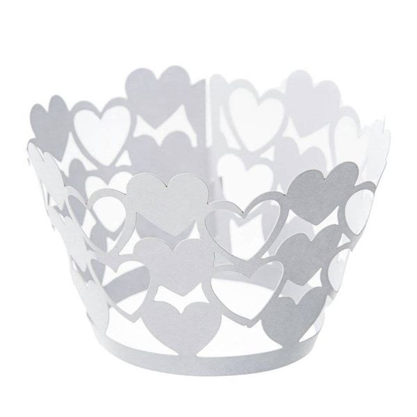 

heart shape cupcake wrappers bake cake paper cups laser-cut liner muffin case trays hollow out cups for wedding party birthday