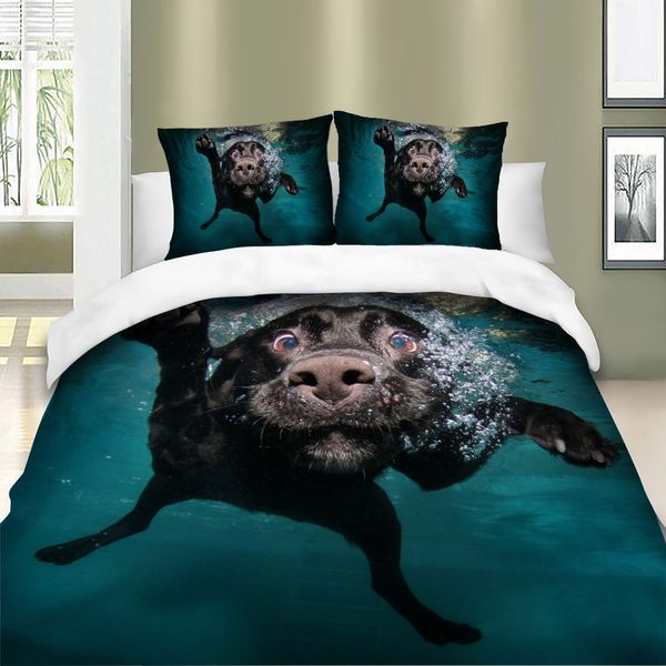 Black Dog Bedding Set King Size Fashionable Funny Cute 3d Duvet
