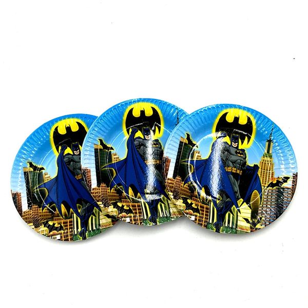 

10pcs/lot batman plates batman dishes kids birthday party favors happy birthday party supplies batman paper plate other event & party suppl