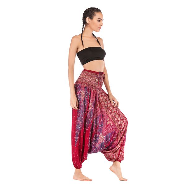 

women yoga wide leg pants comfy harem pant floral print wide harem trouser, Black;white