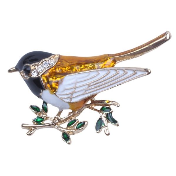 

rhinestone enamel oriole bird brooches men women's alloy bird branch brooch pins suits dress banquet brooch(color, Gray