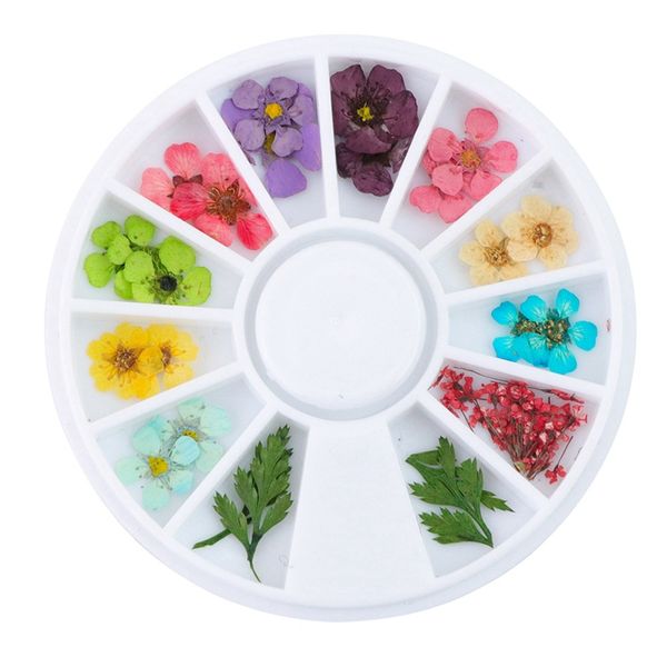 

new-mixed natural nail dried flower diy 3d pressed blossom flower leaf slider sticker polish manicure nail art decorations