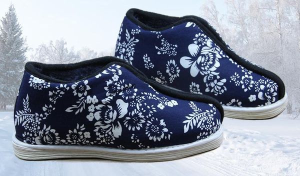 

kids&handmade winter warm cotton lay meditation shoes tai chi buddhist nun women sneakers peony blue shoes