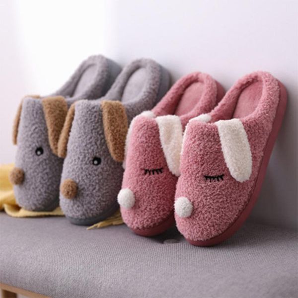 

lovely slippers women shoes cute plush warm thermal slippers indoor home thick bottom shoes winter, Black