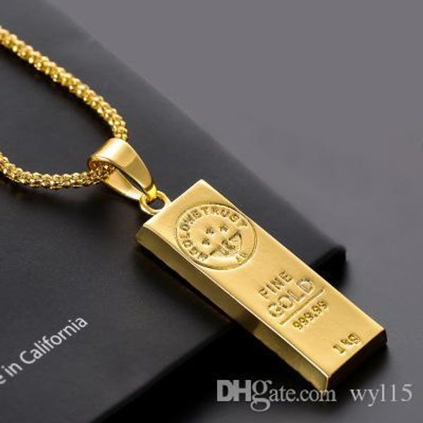 

слитки кулон дизайнерское ожерелье роскошное ожерелье хип-хоп кубинская ссылка мода тенденция ожерелье ювелирные изделия горячие продажи, Silver