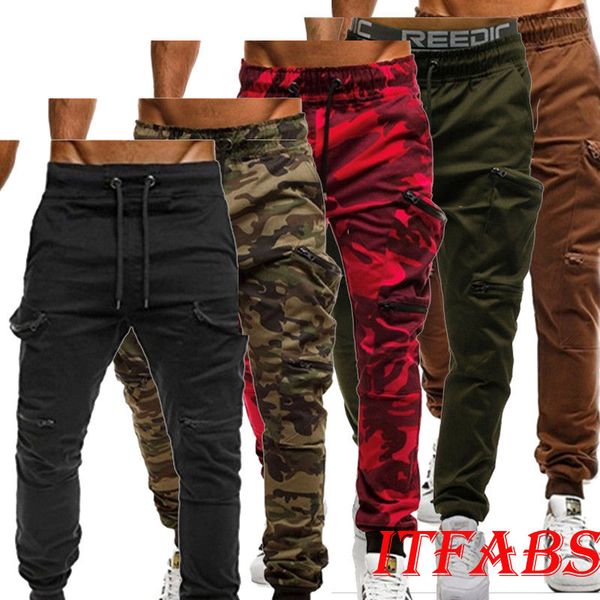 

thefound 2019 new men's slim fit urban straight leg trousers casual pencil jogger cargo pants, Black
