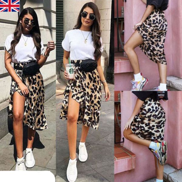 

new high waisted asymmetric stretch leopard skirt for women girl party mid-calf bodycon skirt, Black