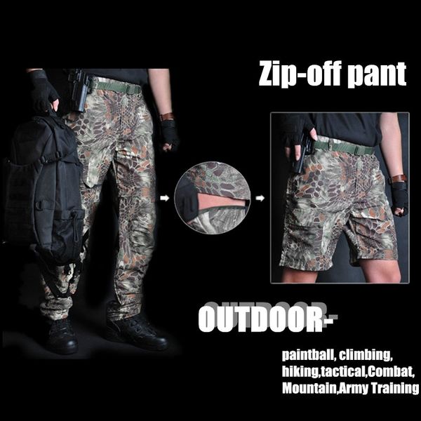 

quick dry men summer tactical cargo pants zip-off waterproof outdoor hiking shorts hunt fishing army style combat pants, Black;green