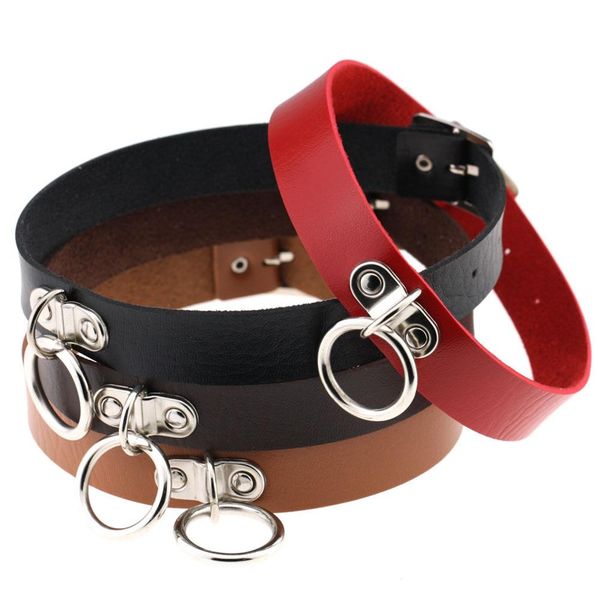 

1pc classic gothic punk choker collar necklace fpr women men pendant pu leather chain neck statement jewelry, Golden;silver