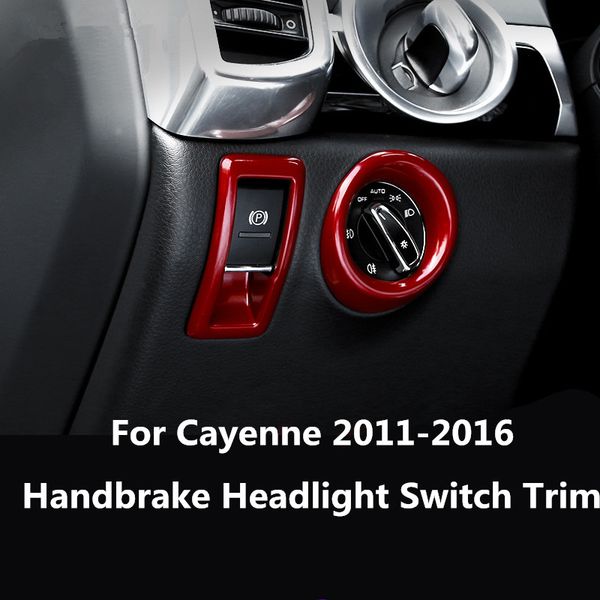 Alloy Car Interior Decoration Handbrake Sticker Headlight Control Switch Moulding Trim For Porsche Cayenne 2011 2012 2013 2014 2015 2016 Car