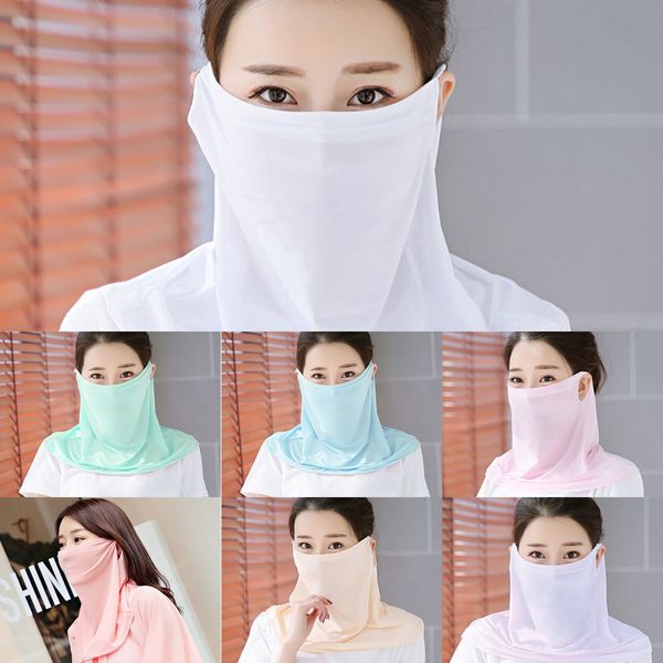 

mmigk shipping women scarf face mask 16 dust-proof silk chiffon masks outdoor windproof half face styles sunshade handkerchief scarf, Black