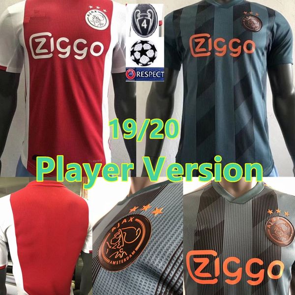 

player version ajax home soccer jerseys 2019/2020 #7 neres ajax soccer shirts away #10 tadic #4 de ligt #22 ziyech football uniforms, Black;yellow