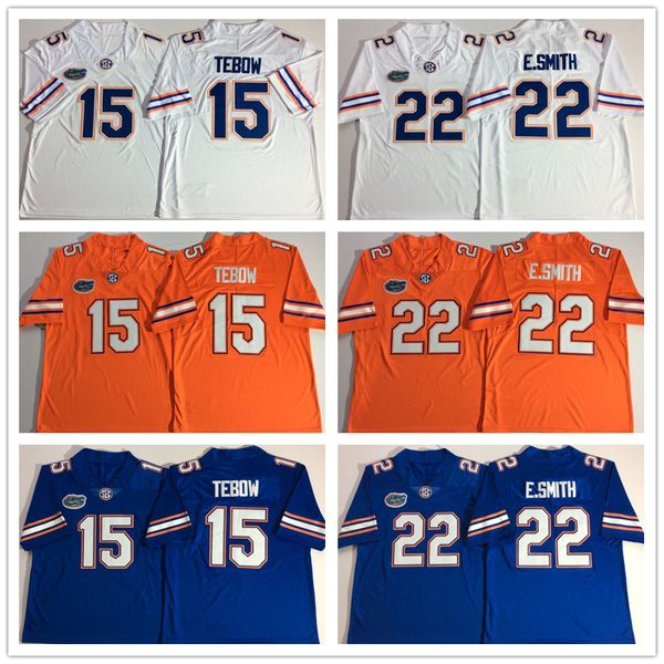 

ncaa mens florida gators blue 15 tebow 22 e.smith white blue orange football jerseys good quality, Black