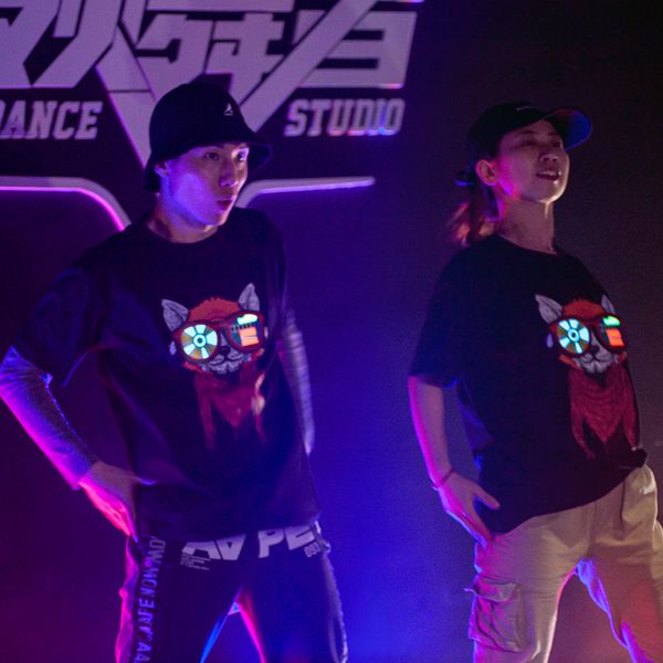 

red panda led light electro luminescent el sound activated acoustic control glow t-shirt light up equalizer clothes for party cx200703, White;black