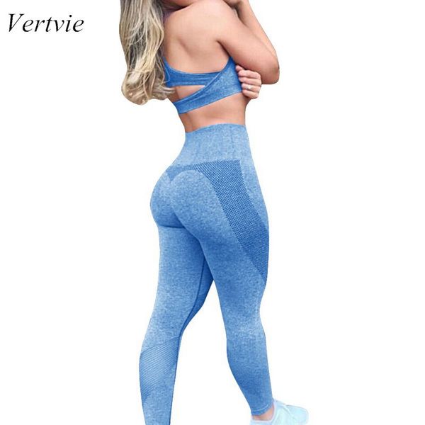 

vertvie women fitness yoga bra pants leggings set running double-layer bra tights suit stretch breatnable sportwear 2019