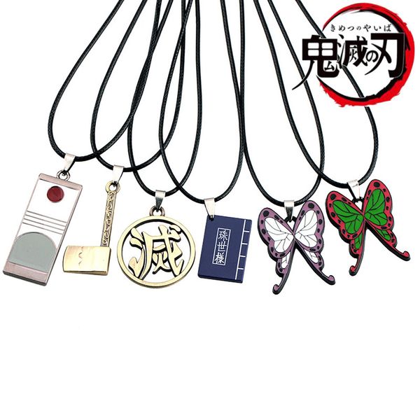 

demon slayer kimetsu no yaiba necklace fashion anime brinco blade of ghost pendant keyring choker kamado tanjirou jewelry, Silver