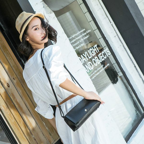 

woman package single shoulder span small bag concise head layer cowhide soft leather oblique satchel