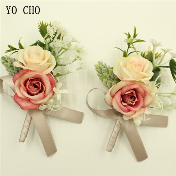 

yo cho european style wedding corsage wrist flower bridegroom bride marriage flower birthday party decor rose silk ribbon prom