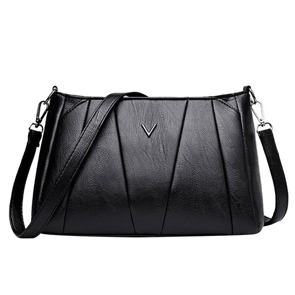 

2019 soft face crossbody bags for women fashion casual leather handbag female retro college soft leather bag solid color bags
