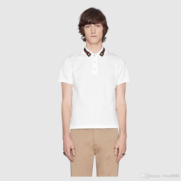 

мужчины поло вышивка короткие рукава плоские collor homme топы рубашка поло 2018 летняя одежда новое прибытие, White;black