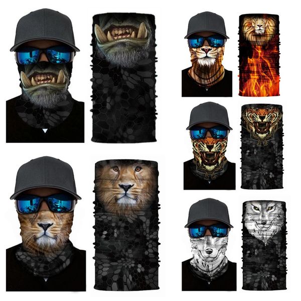 

outdoor cycling sports camping hikling headscarf mask 3d animal series scarves, Black