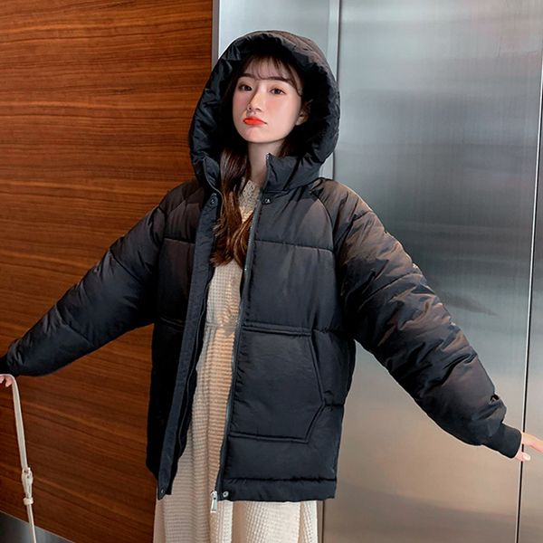 

winter jacket women new down coat new female long slim solid color female jackets zip fur collar coat women down jacket, Black