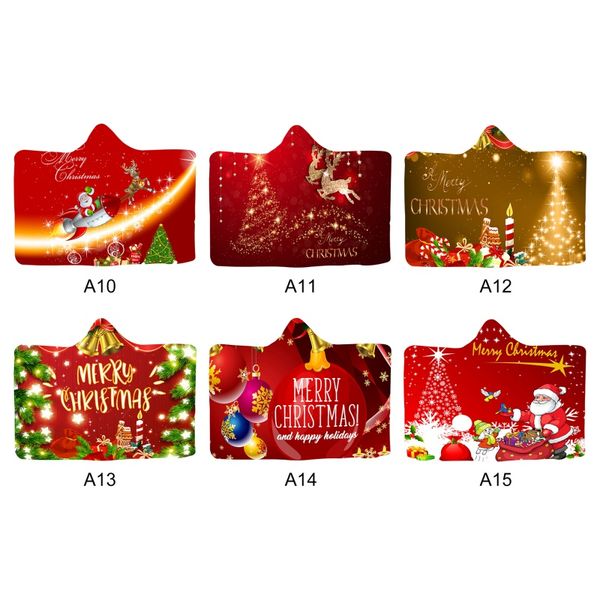 

christmas theme printed wearable blanket double sided hooded nap blanket throw wrap cloak cape winter holiday gift