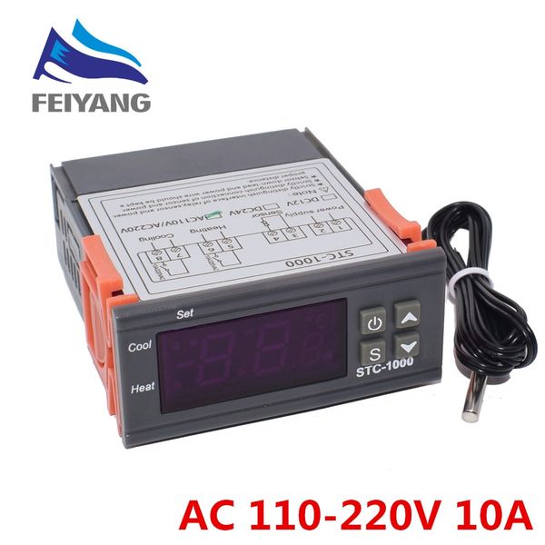 

10 шт. stc-1000 жк-цифровой термостат регулятор температуры для инкубатора два реле выхода терморегулятор нагреватель и охладитель