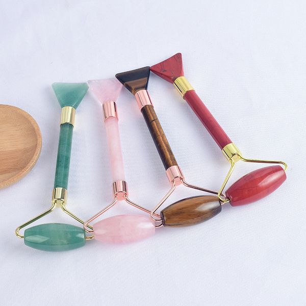 

wholesale new jade massager natural crystal roller massager scraping film facial roller beauty jade massage instrument