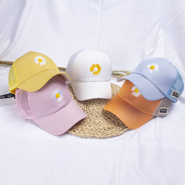 

the new 2020 daisy embroidery children's baseball cap for girls baby summer hat visor the boy beanie kids baby sun hats, Yellow